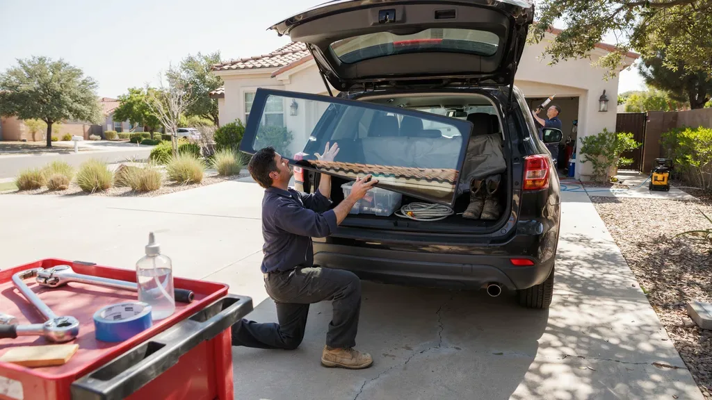 Rear window replacement Leander TX - fitting new tailgate glass