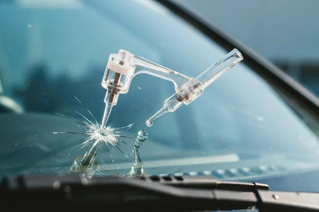 Windshield chip repair Leander TX — resin injection tool repairing a rock chip
