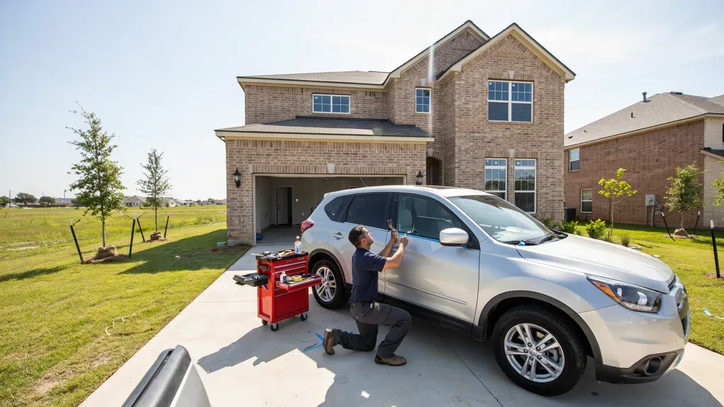 Windshield replacement Bryson Leander TX - new build home driveway
